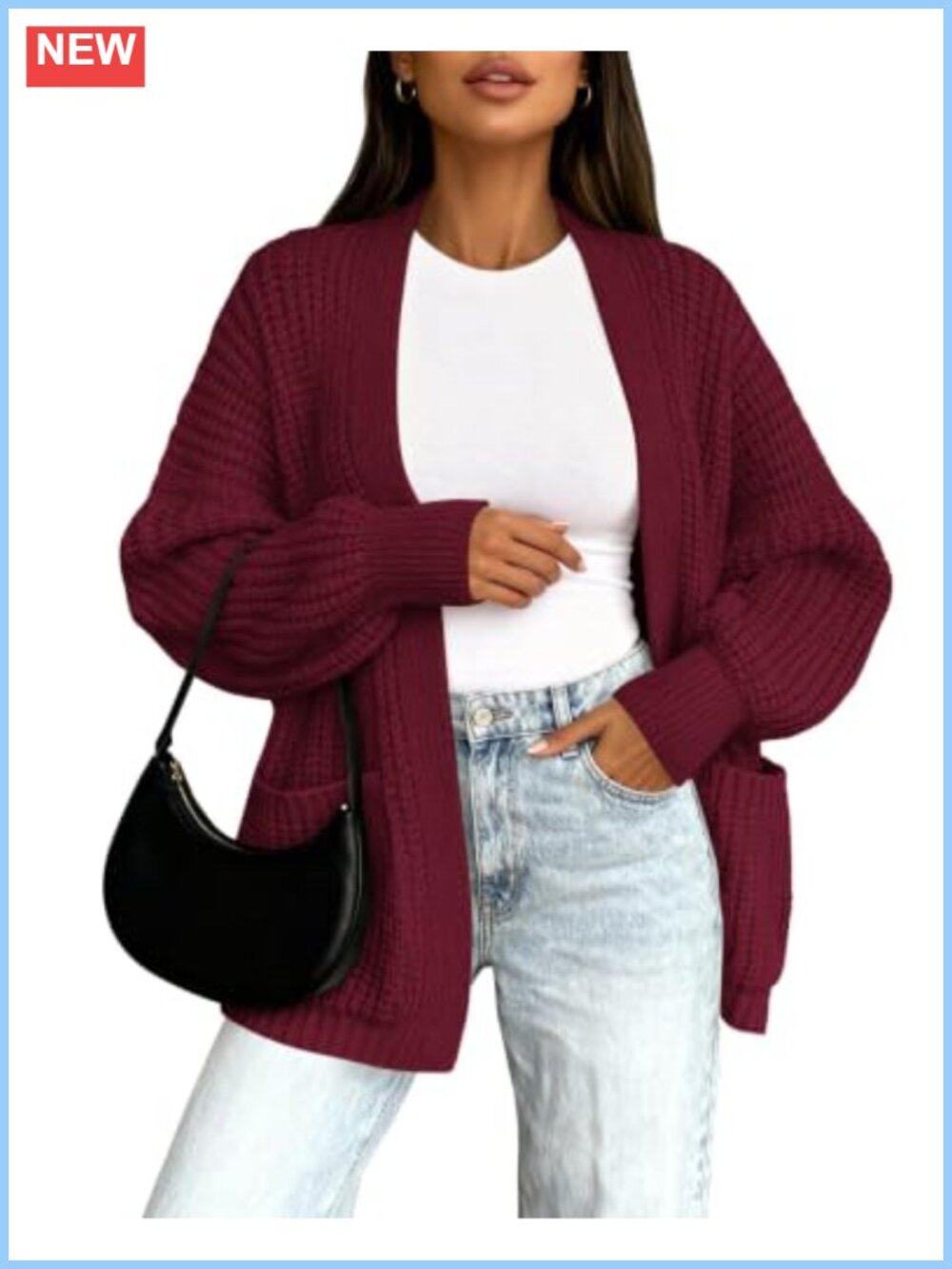 Women's Oversized Chunky Knit Cardigan Sweater with Pockets Long Sleeve